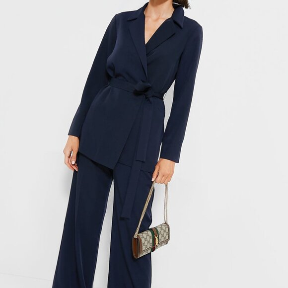 Tuckernuck Navy Octavia Wrap Blazer No Belt Size L - Picture 1 of 6